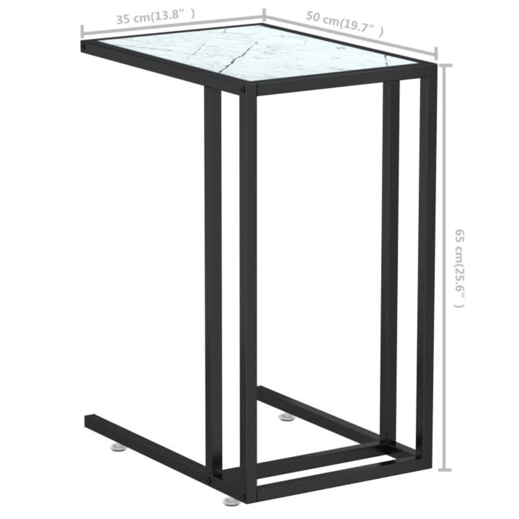 Bočni stolić za računalo bijeli 50x35x65 cm od kaljenog stakla