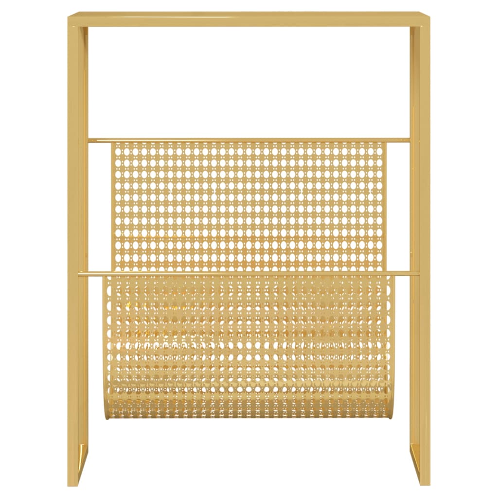 Stalak za časopise zlatni 35 x 15 x 45 cm čelični