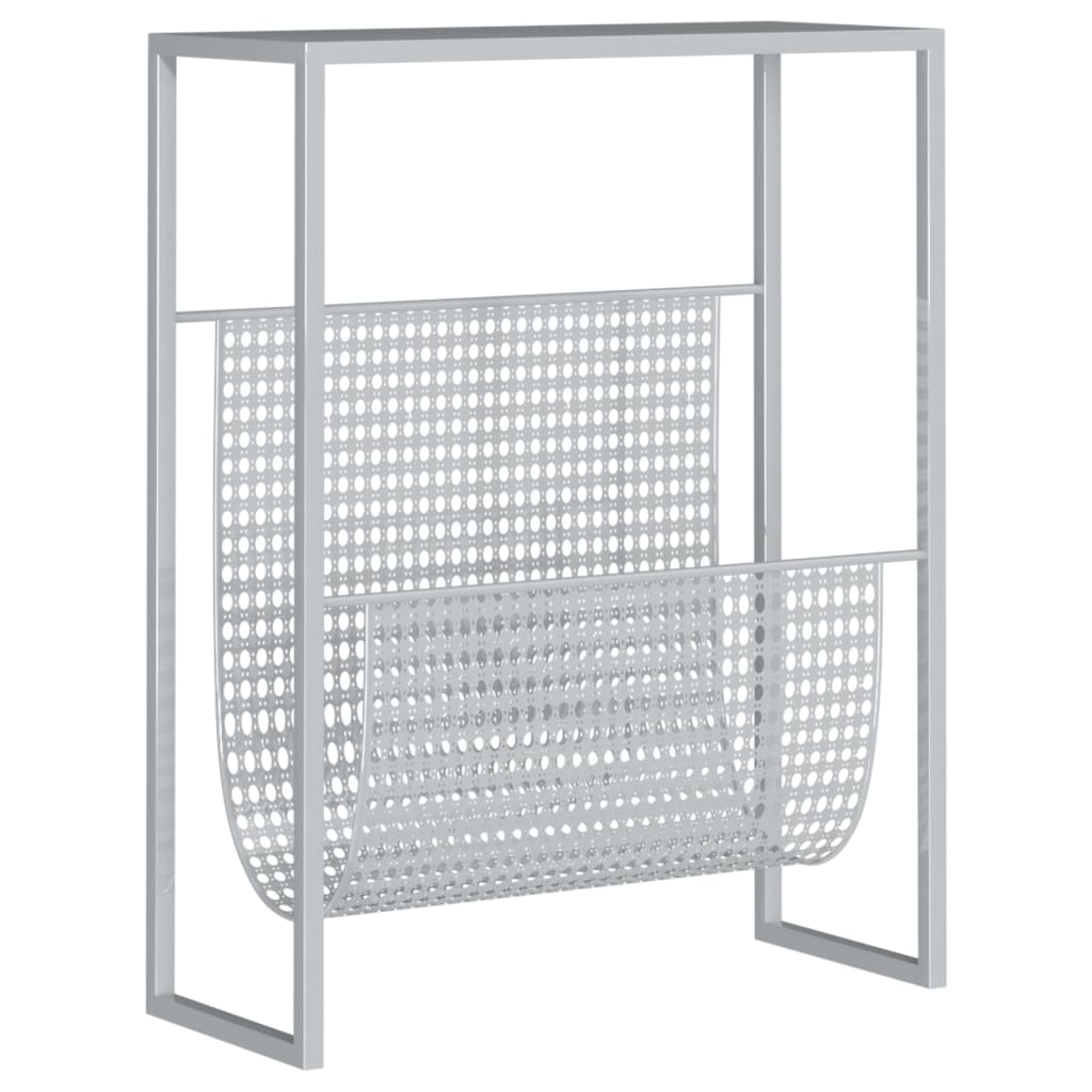 Stalak za časopise srebrni 35 x 15 x 45 cm čelični
