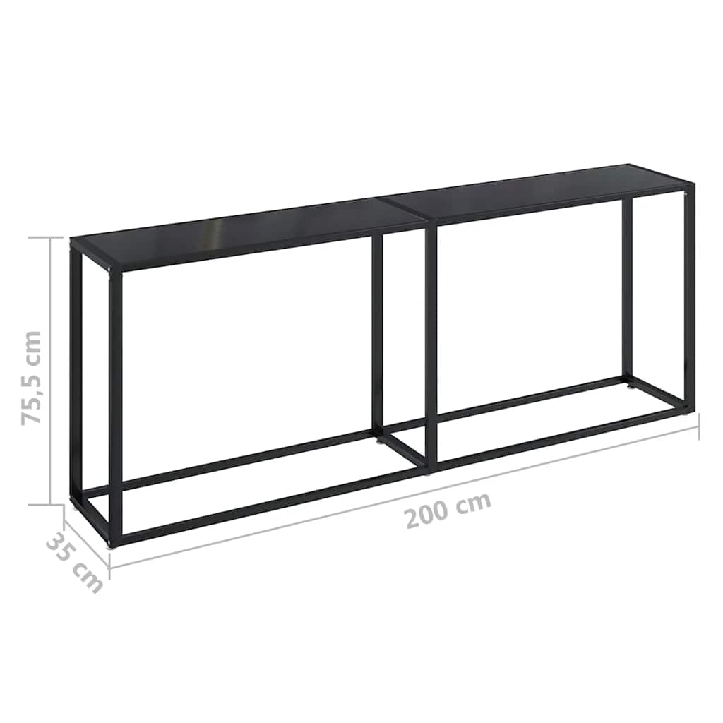 Konzolni stol crni 200 x 35 x 75,5 cm od kaljenog stakla