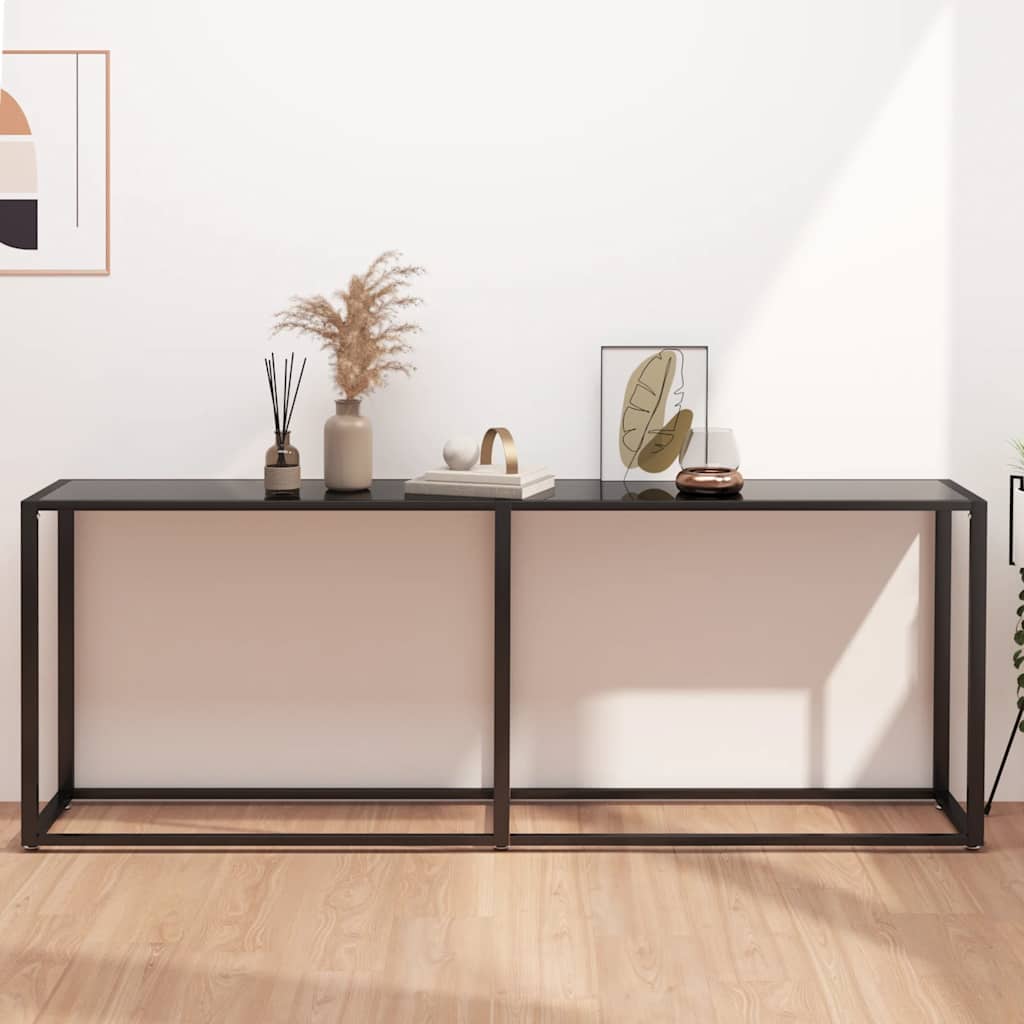 Konzolni stol crni 200 x 35 x 75,5 cm od kaljenog stakla