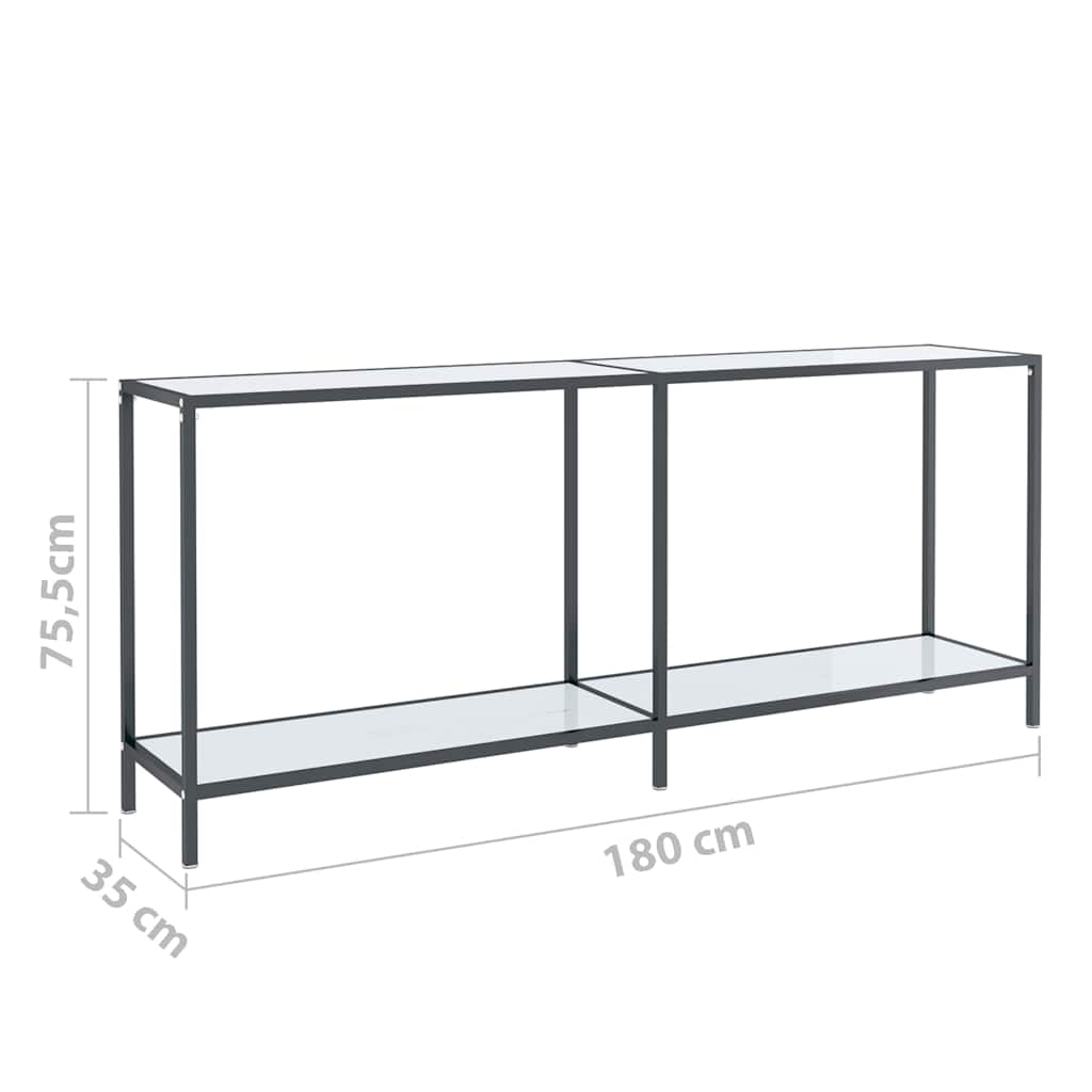 Konzolni stol bijeli 180 x 35 x 75,5 cm od kaljenog stakla