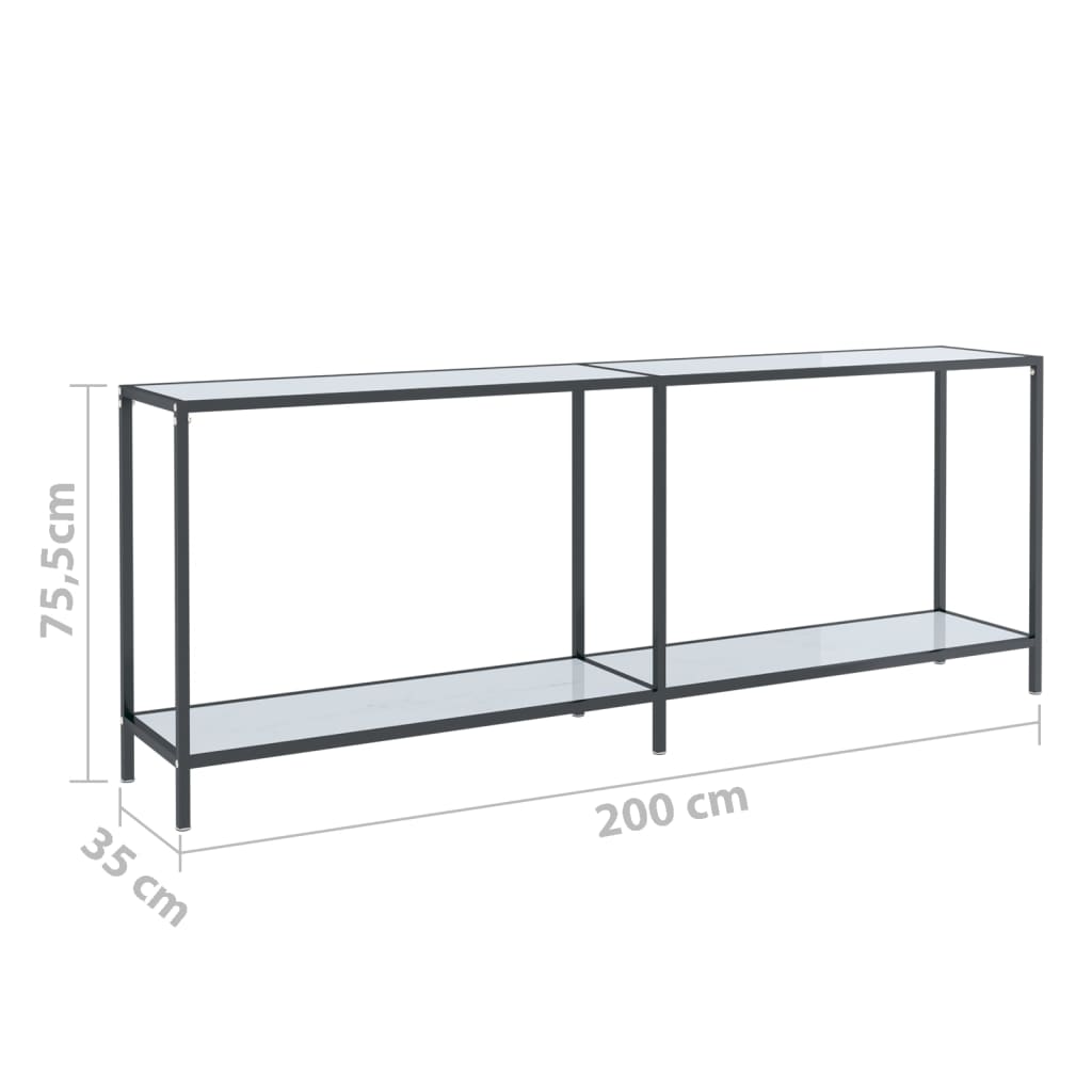 Konzolni stol bijeli 200 x 35 x 75,5 cm od kaljenog stakla