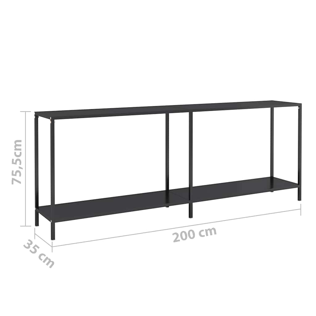 Konzolni stol crni 220 x 35 x 75,5 cm od kaljenog stakla
