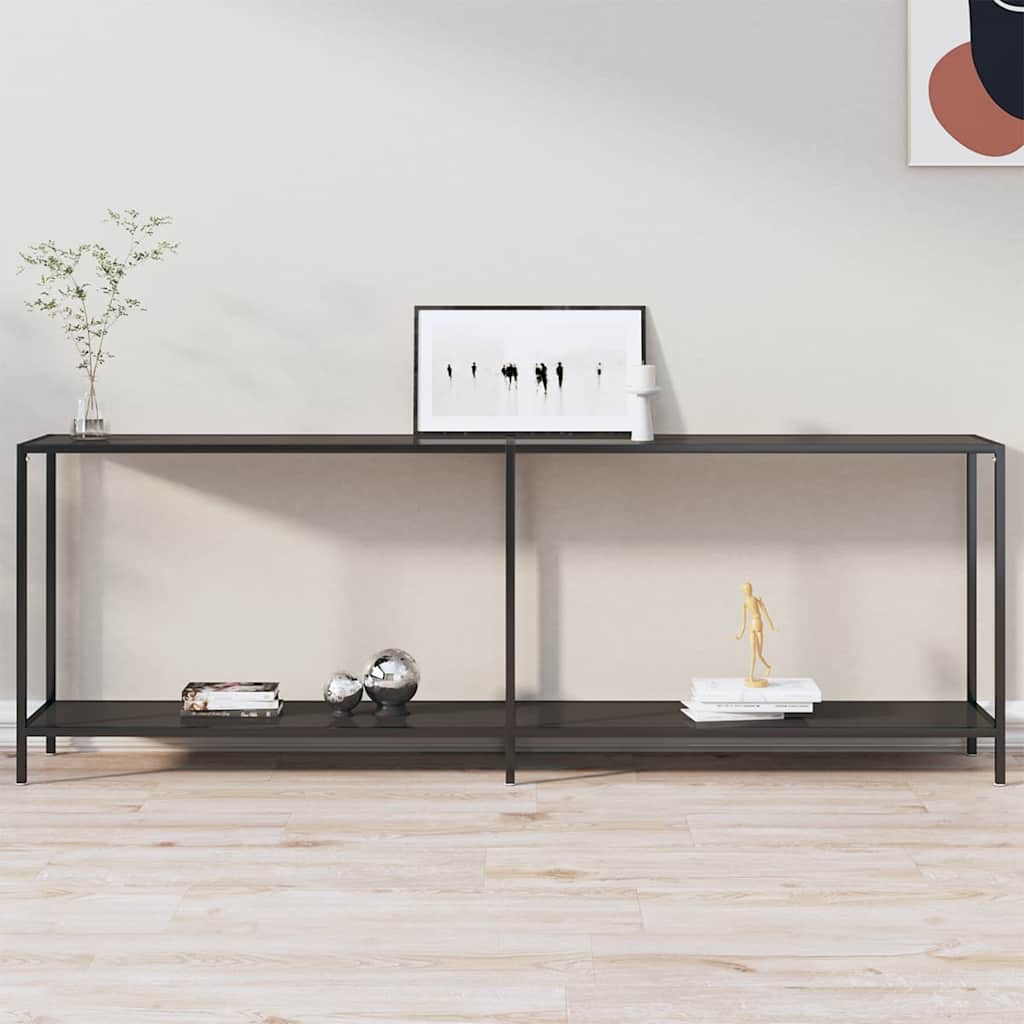 Konzolni stol crni 220 x 35 x 75,5 cm od kaljenog stakla