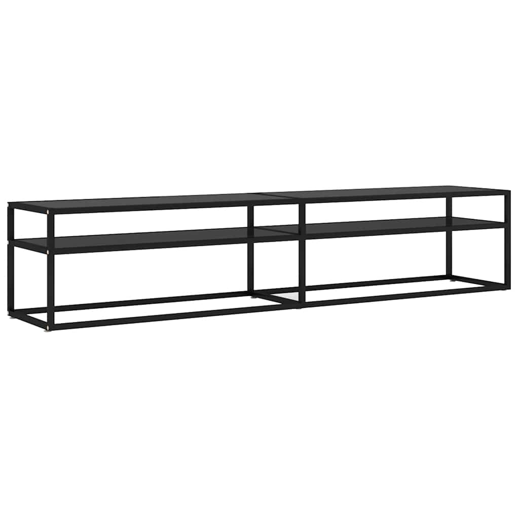 TV ormarić crni 200 x 40 x 40,5 cm od kaljenog stakla