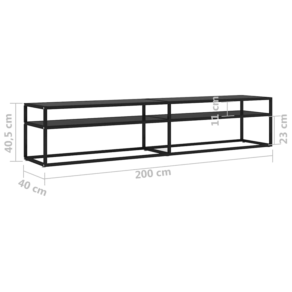 TV ormarić crni 200 x 40 x 40,5 cm od kaljenog stakla