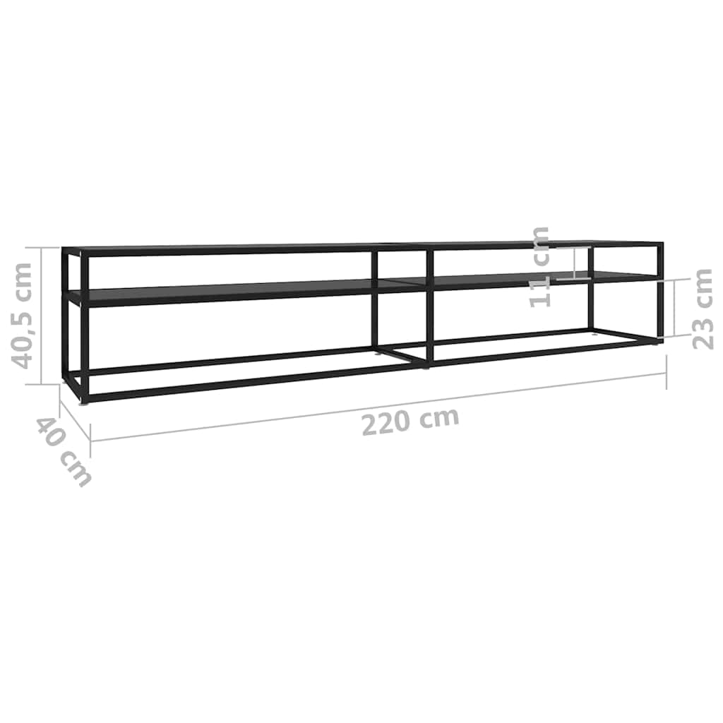 TV ormarić crni 220 x 40 x 40,5 cm od kaljenog stakla