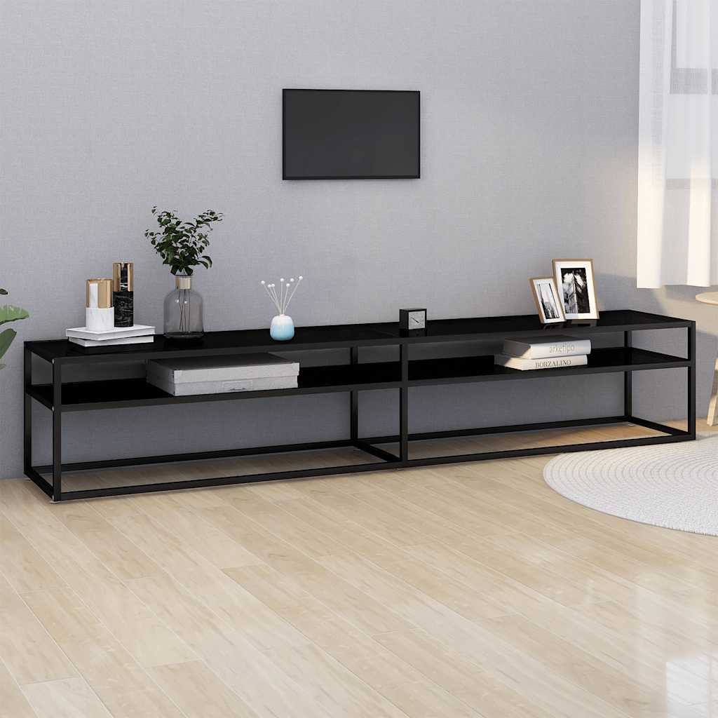 TV ormarić crni 220 x 40 x 40,5 cm od kaljenog stakla