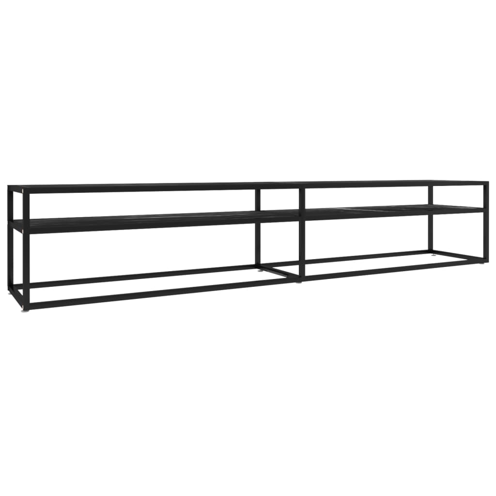 TV ormarić boja crnog mramora 220 x 40 x 40,5 cm kaljeno staklo