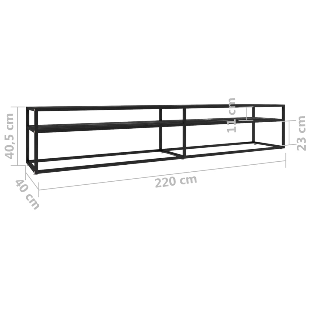 TV ormarić boja crnog mramora 220 x 40 x 40,5 cm kaljeno staklo