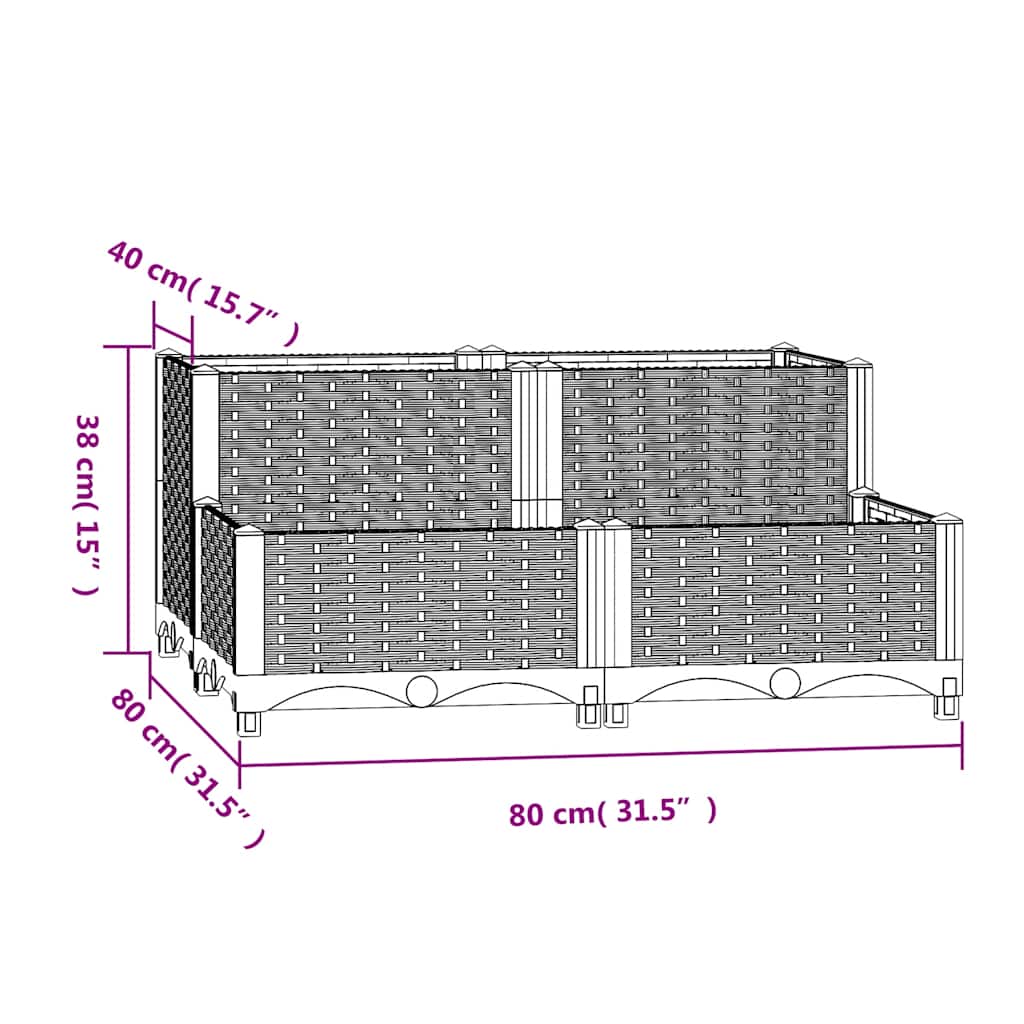 Povišena gredica 80 x 80 x 38 cm od polipropilena