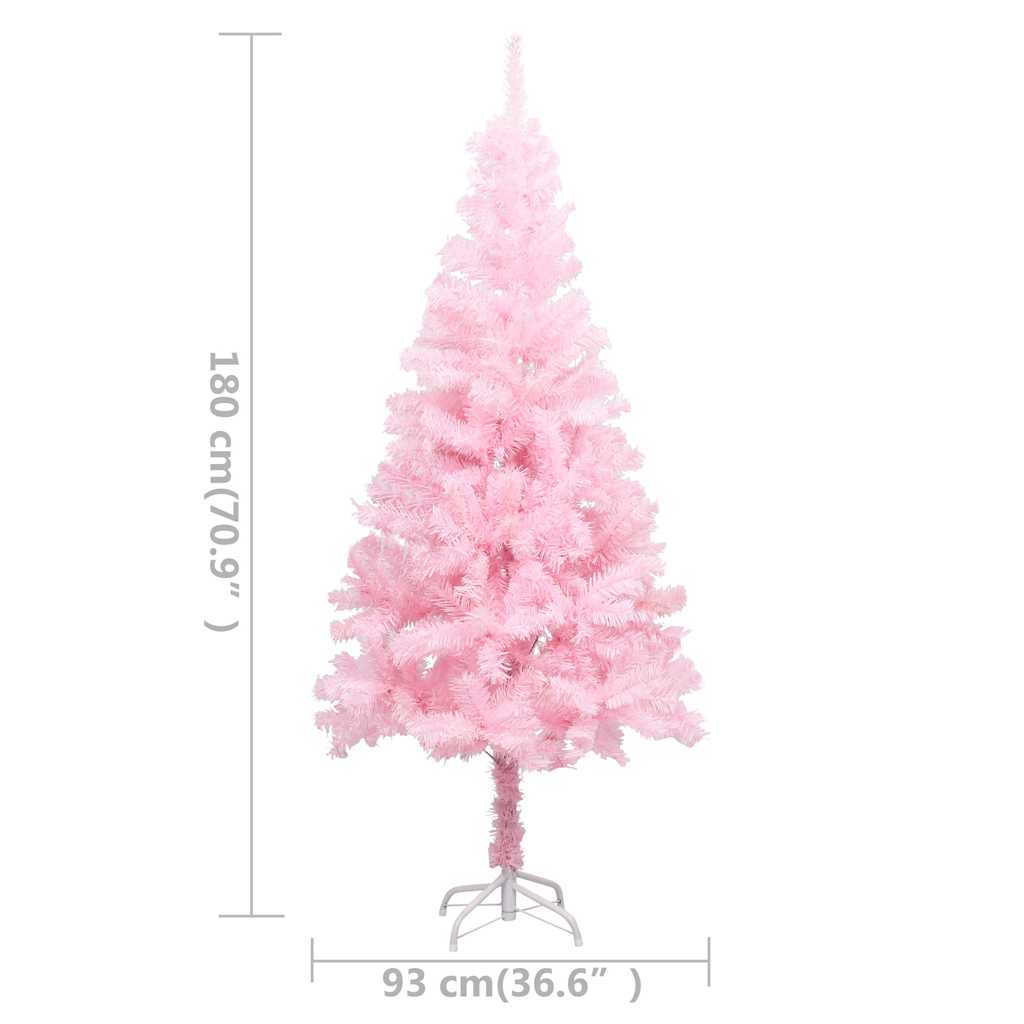 Umjetno osvijetljeno božićno drvce s kuglicama rozo 180 cm PVC