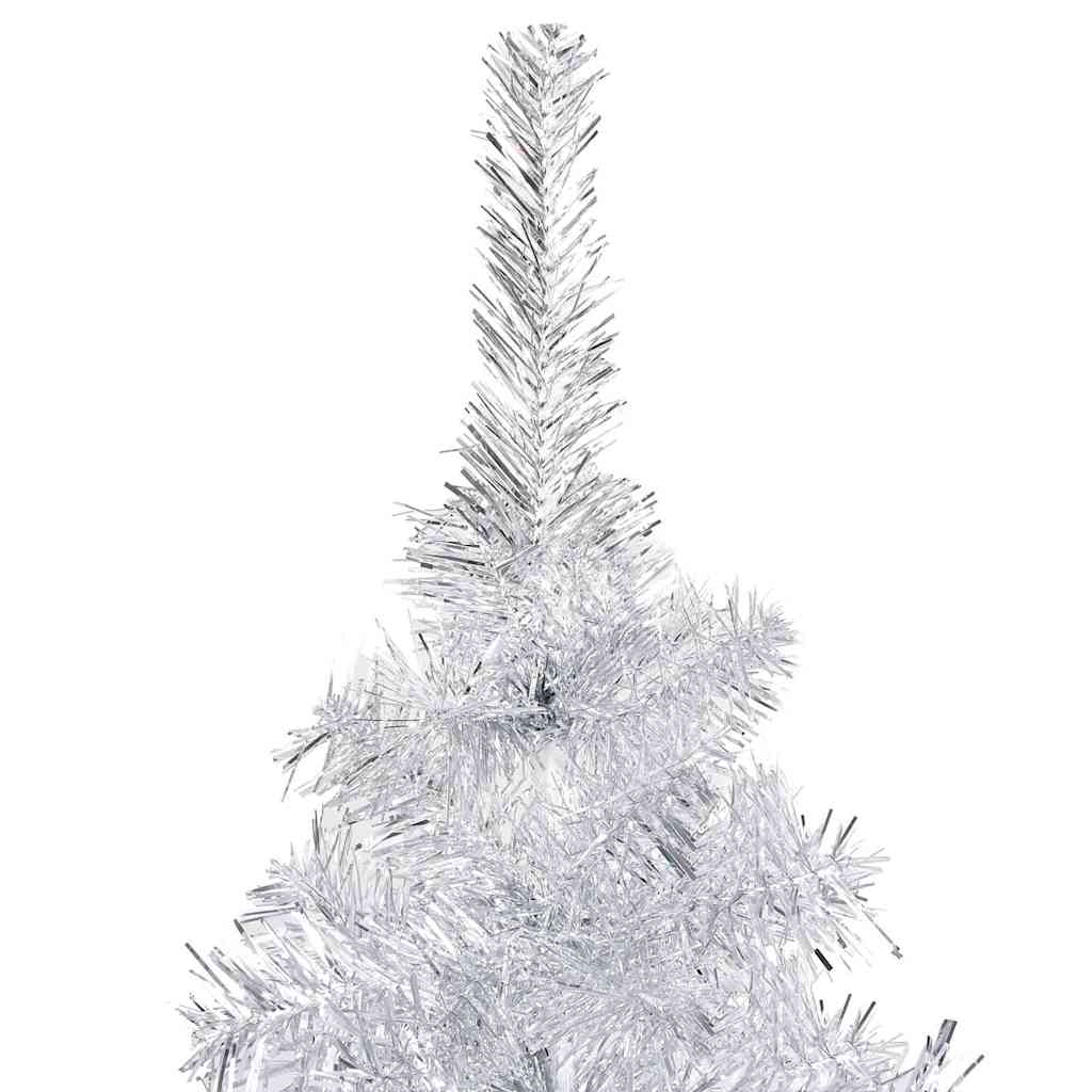 Umjetno osvijetljeno božićno drvce i kuglice srebrno 120 cm PET