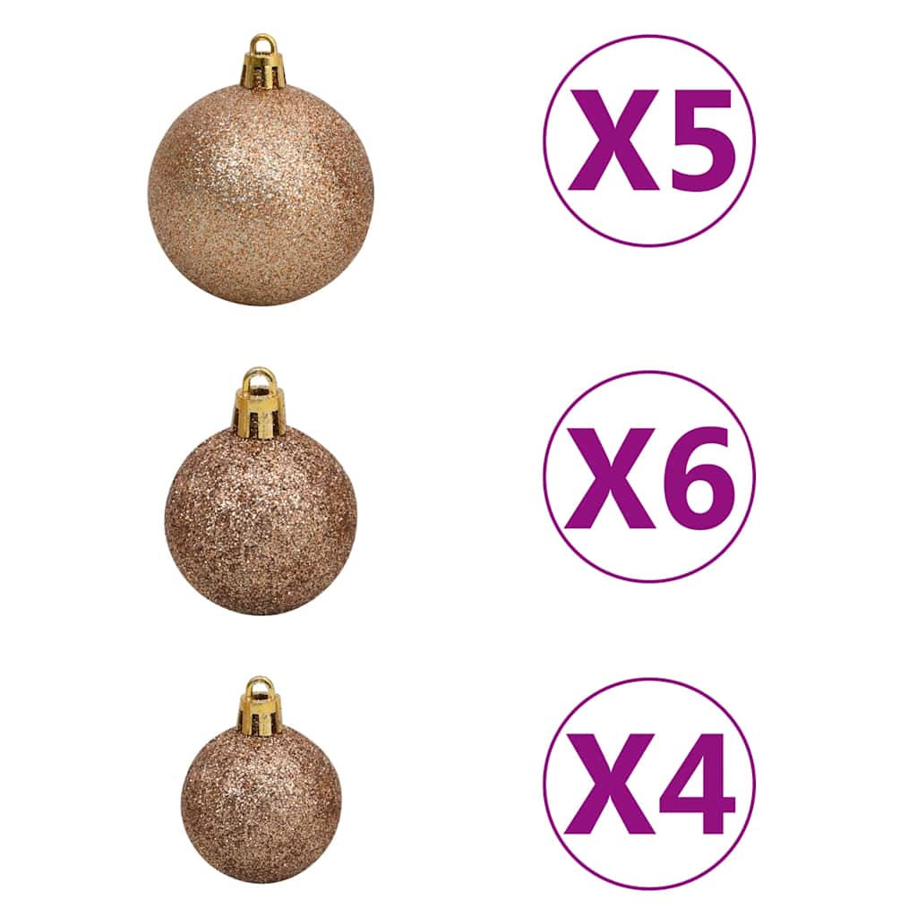 Umjetno osvijetljeno božićno drvce s kuglicama i šiškama 180 cm