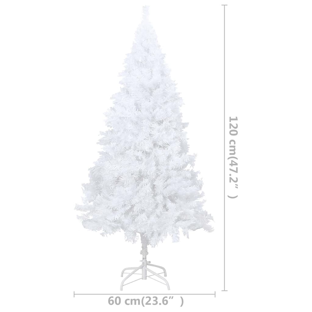 Umjetno osvijetljeno božićno drvce s kuglicama bijelo 120cm PVC