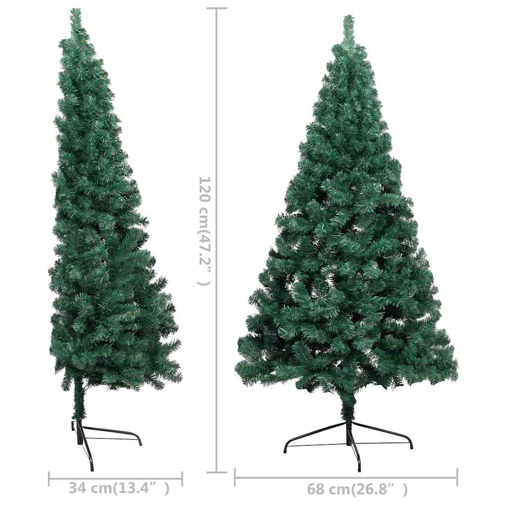Umjetna osvijetljena polovica božićnog drvca zelena 120 cm