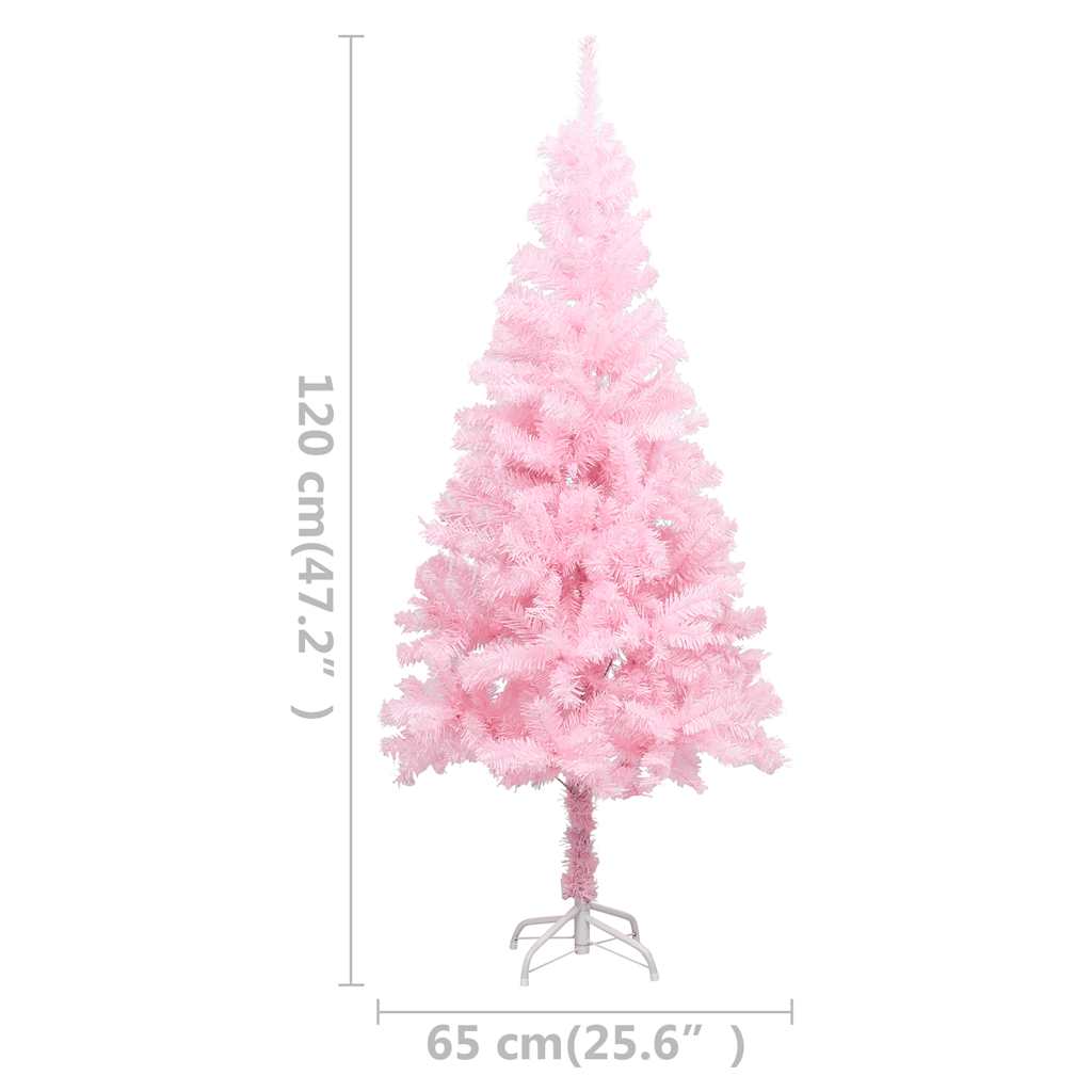 Umjetno osvijetljeno božićno drvce s kuglicama rozo 120 cm PVC