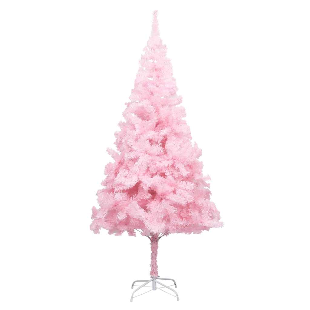 Umjetno osvijetljeno božićno drvce s kuglicama rozo 210 cm PVC