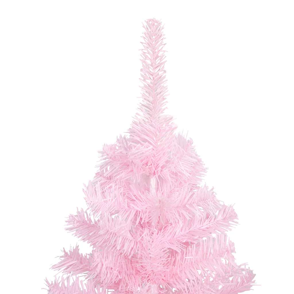 Umjetno osvijetljeno božićno drvce s kuglicama rozo 210 cm PVC