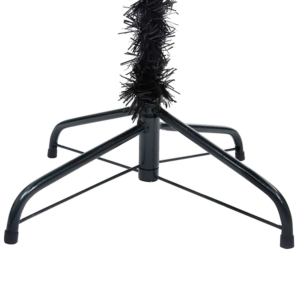 Umjetno osvijetljeno božićno drvce s kuglicama crno 240 cm PVC
