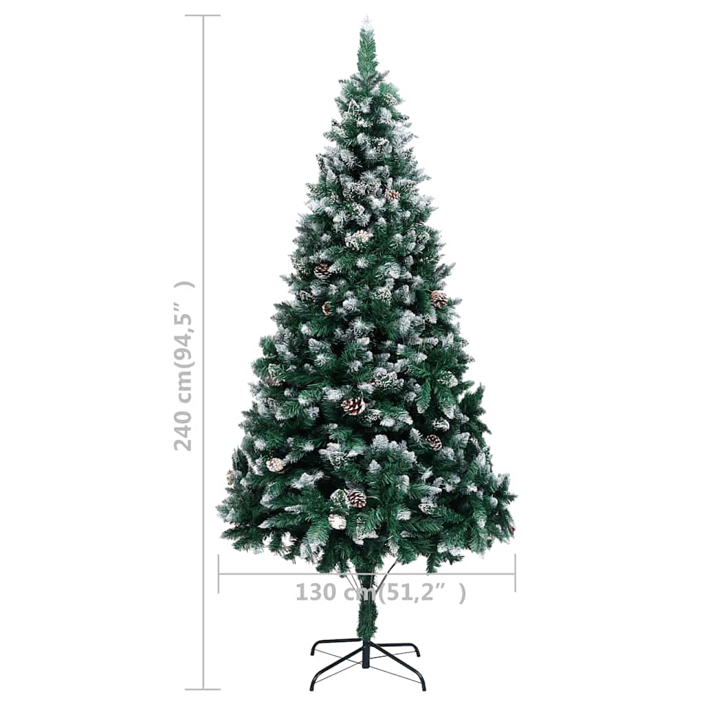 Umjetna božićna jelka s LED svjetlima i setom kuglica i češerima 240 cm