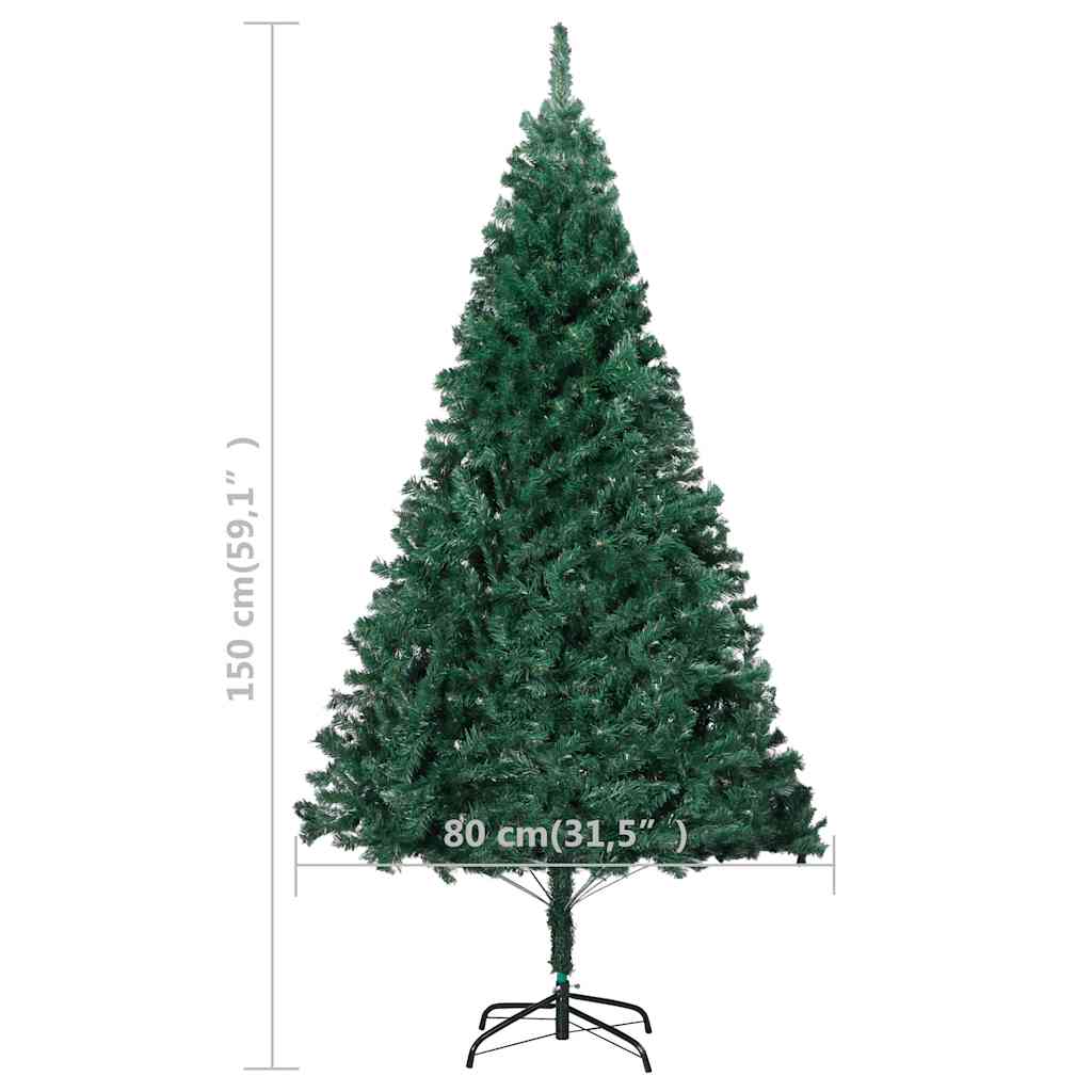 Umjetno osvijetljeno božićno drvce s kuglicama zeleno 150cm PVC