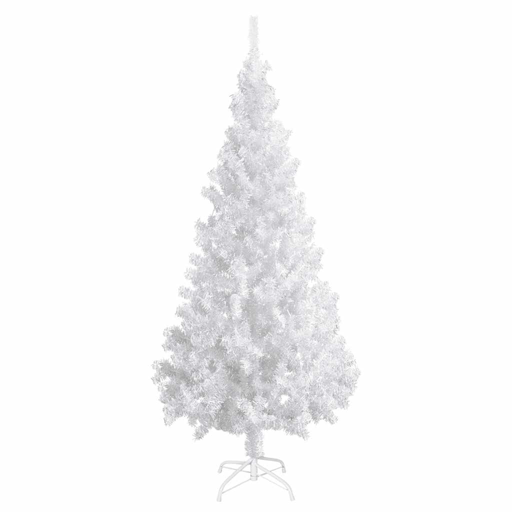 Umjetno osvijetljeno božićno drvce i kuglice bijelo 180 cm PVC