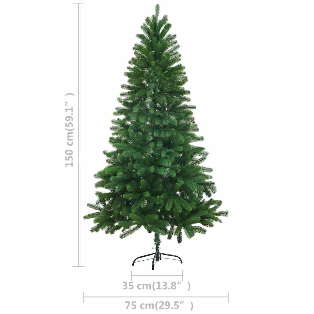 Umjetno osvijetljeno božićno drvce s kuglicama 150 cm zeleno