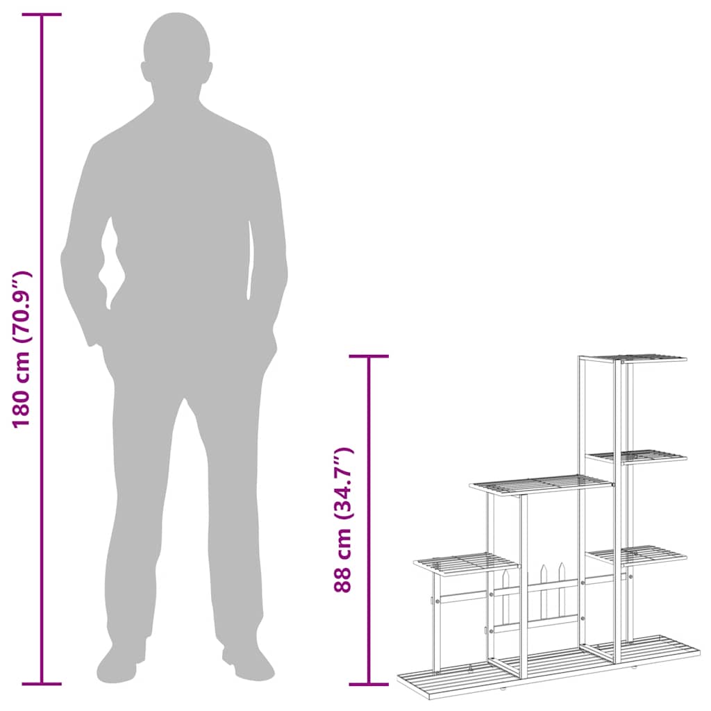 Stalak za cvijeće 94,5 x 25 x 88 cm crni metalni