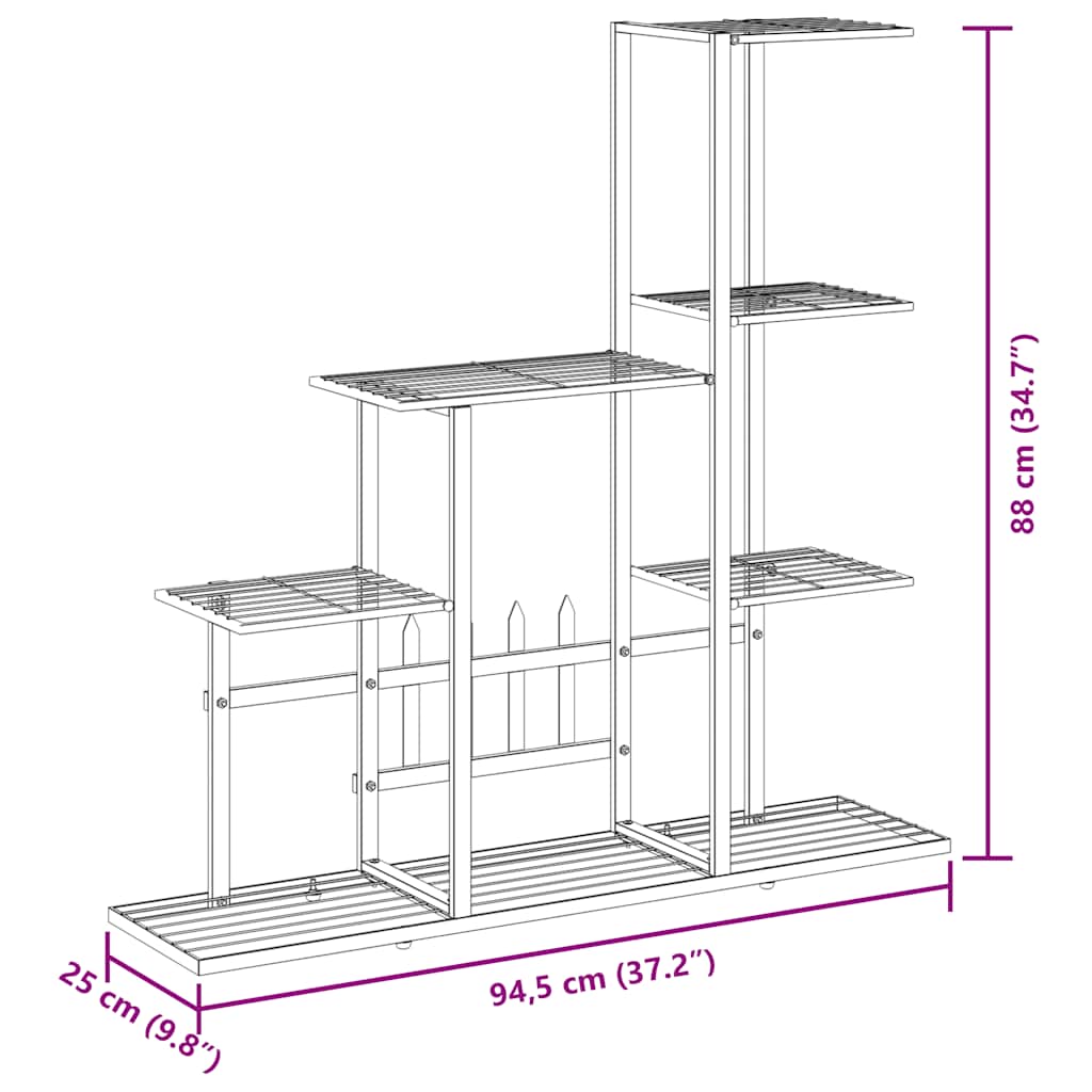 Stalak za cvijeće 94,5 x 25 x 88 cm bijeli metalni