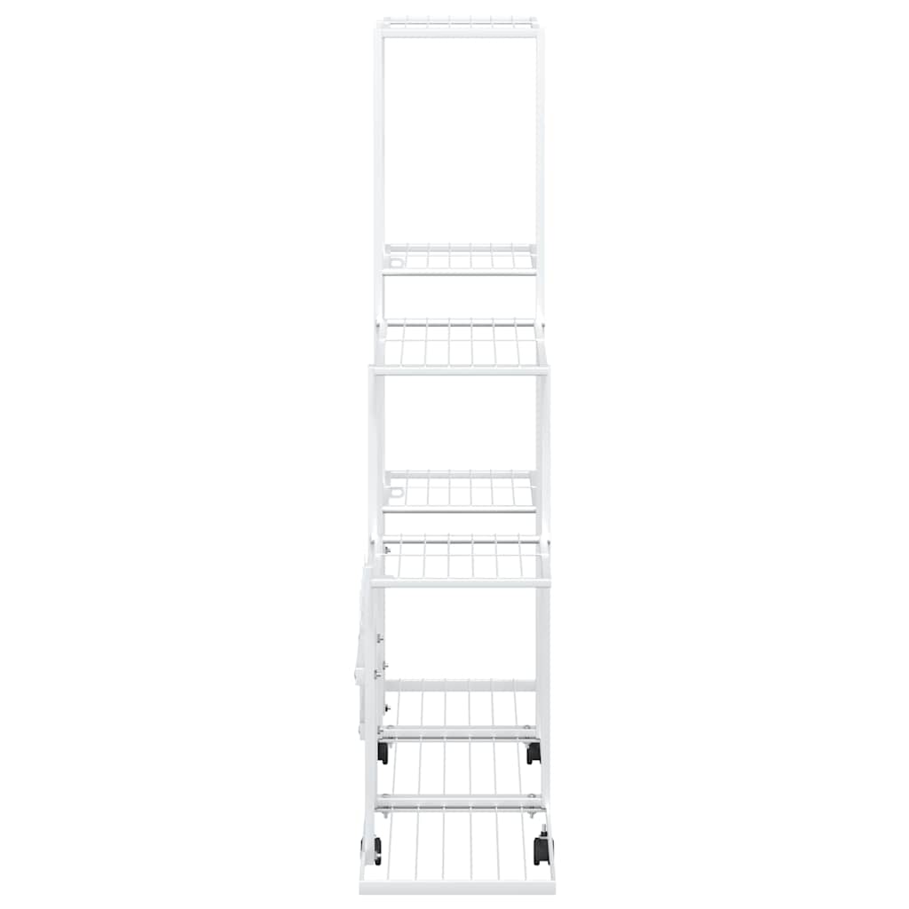 Stalak za cvijeće s kotačima 94,5 x 25 x 92,5 cm bijeli metalni