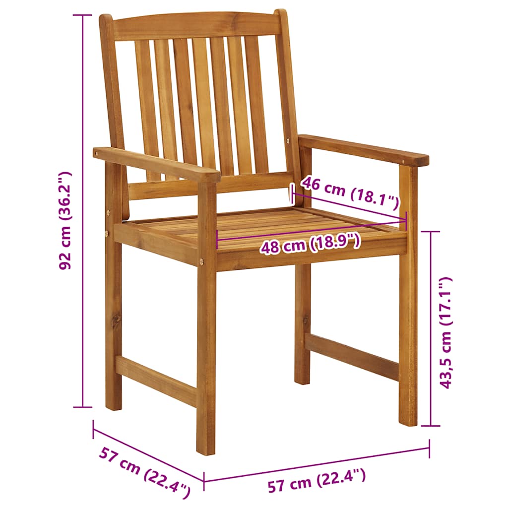 Vrtne stolice 8 kom od masivnog drva bagrema