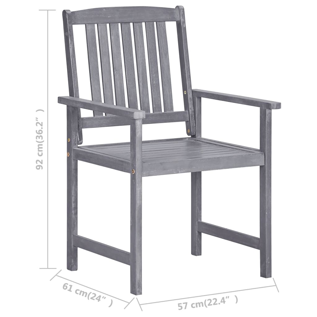 Vrtne stolice s jastucima 8 kom sive od masivnog drva bagrema