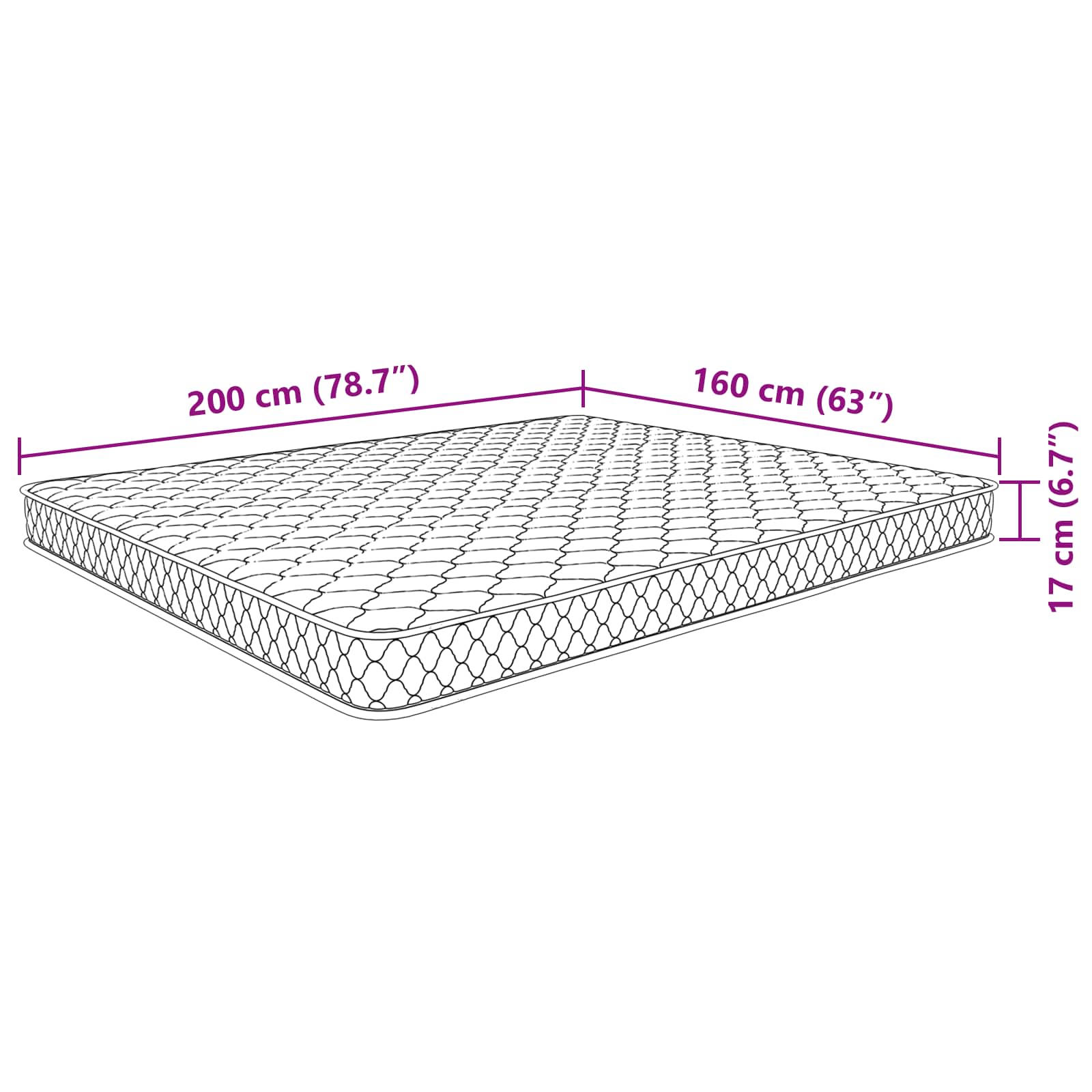 Madrac  Madrac Mekano Bijela 200 x 160 x 17 cm PU pjena