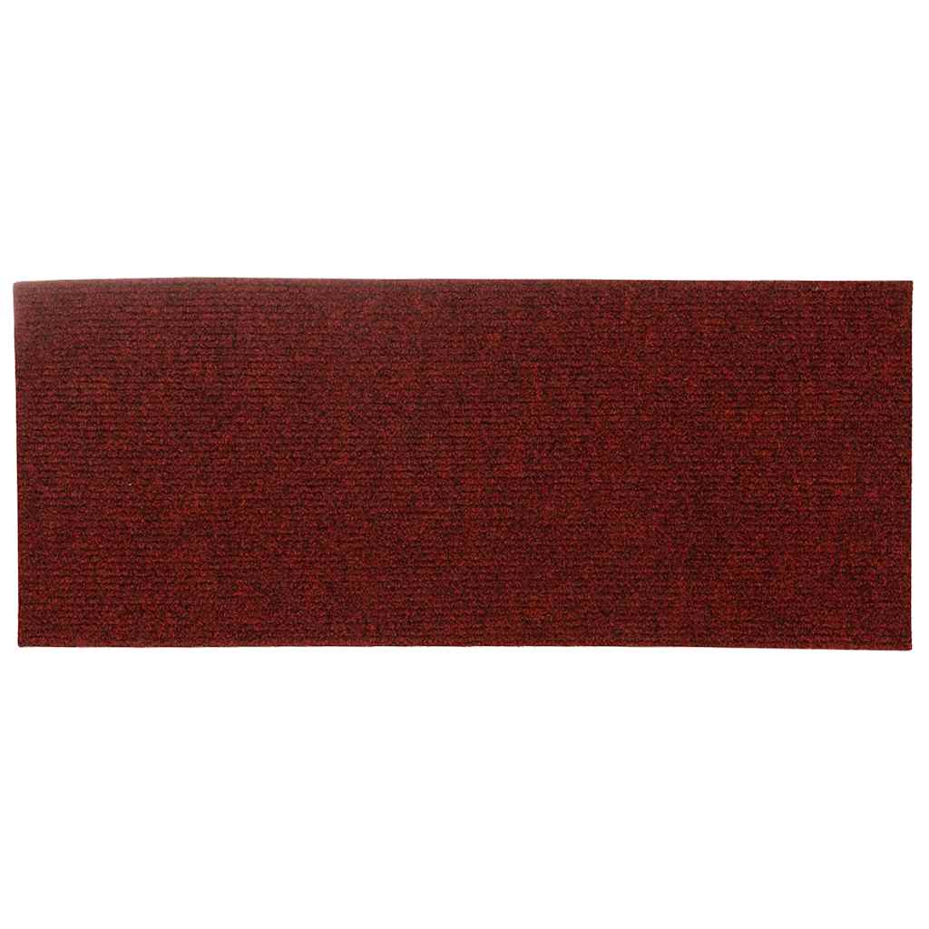 Prostirke za stepenice, samoljepljive, 15 kom 60x25 cm, bordo crvene, pravokutne