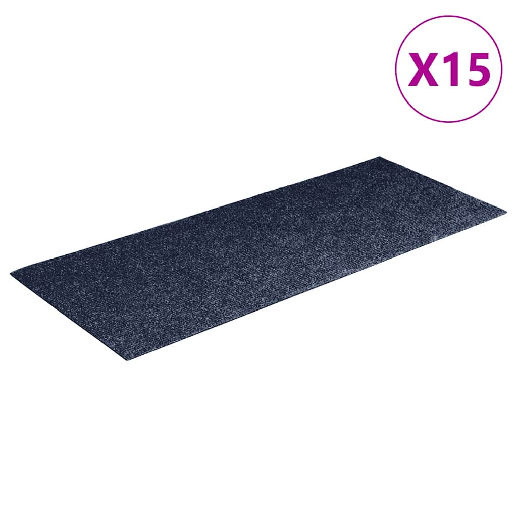 Prostirke za stepenice samoljepljive 15 kom 60x25 cm sivo plave pravokutne