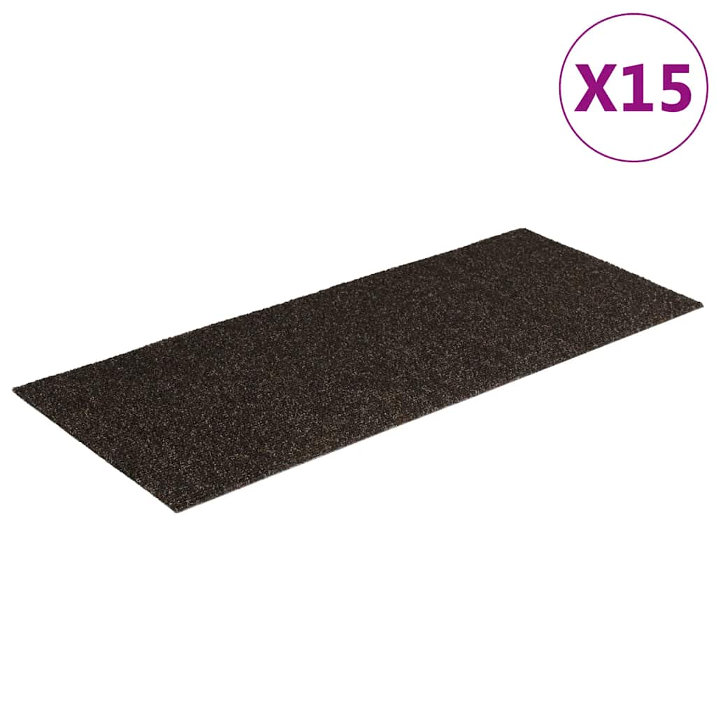 Prostirke za stepenice samoljepljive 15 kom 60x25 cm tamnosmeđe pravokutne