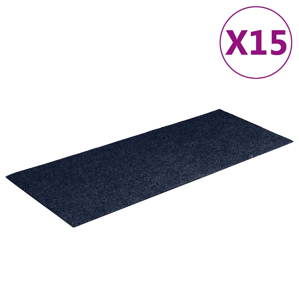 Prostirke za stepenice samoljepljive 15 kom 60x25 cm tamnoplave pravokutne
