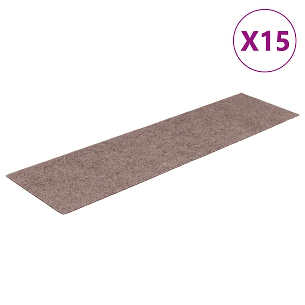 Prostirke za stepenice samoljepljive 15 kom 76x20 cm svijetlosmeđe pravokutne