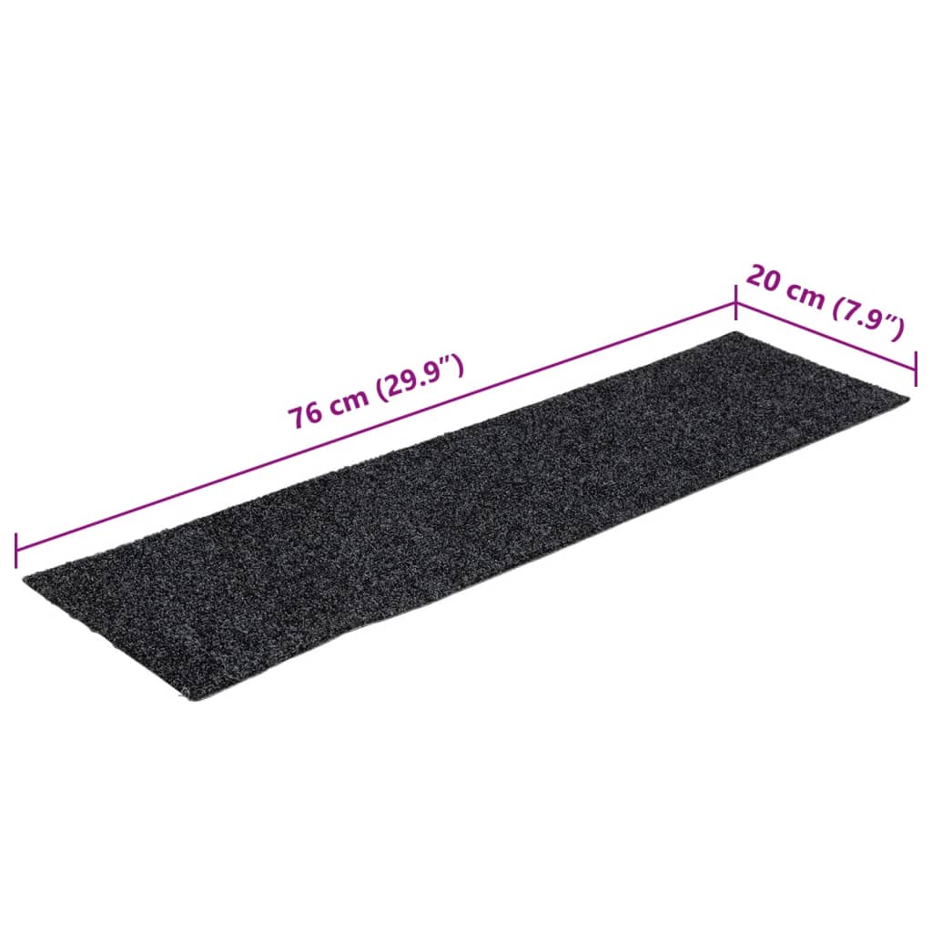 Prostirke za stepenice samoljepljive 15 kom 76x20 cm tamnosive pravokutne