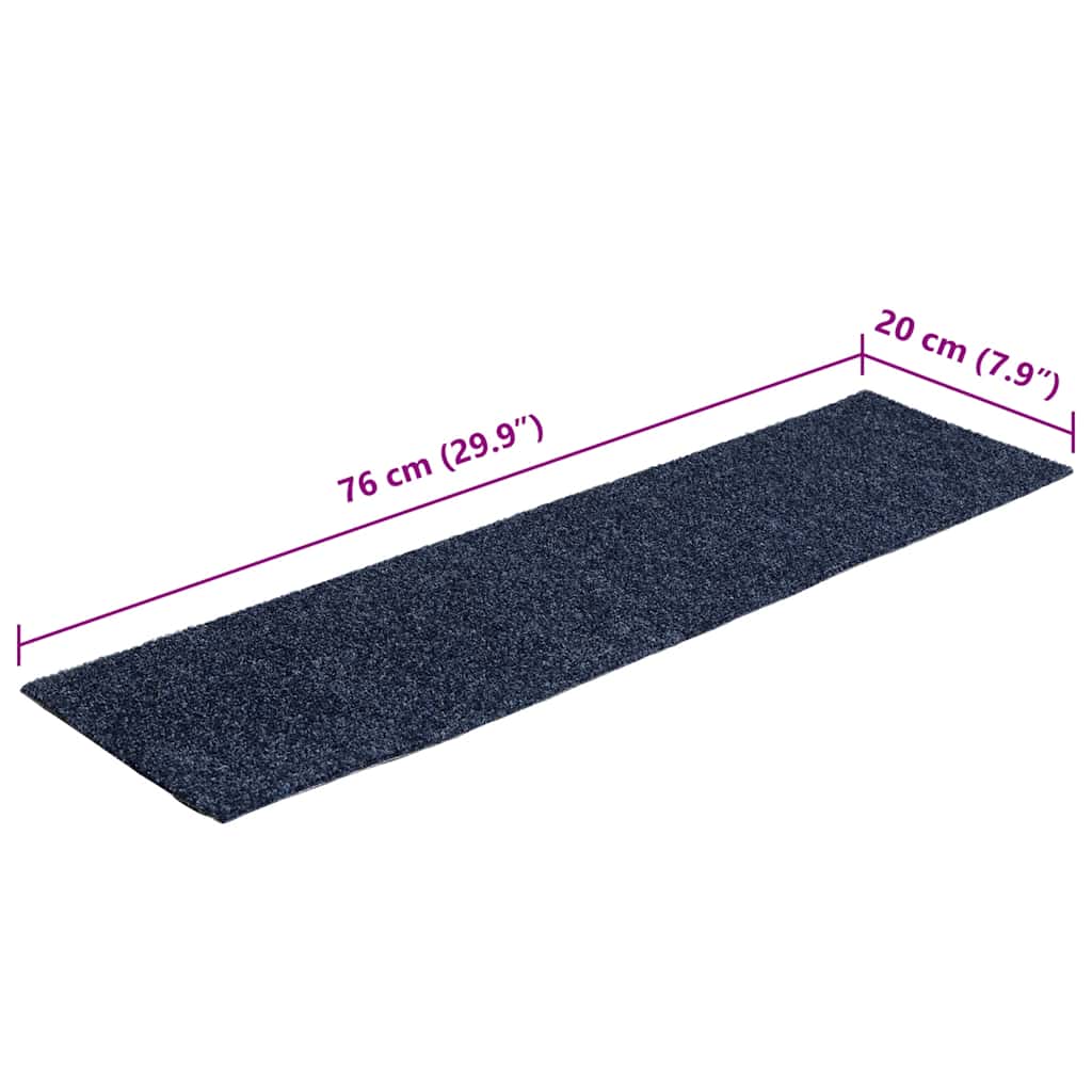 Prostirke za stepenice samoljepljive 15 kom 76x20 cm sivo plave pravokutne