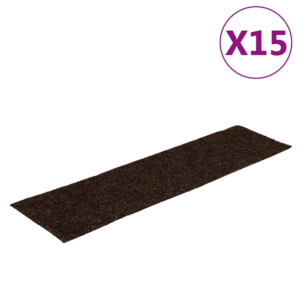 Prostirke za stepenice samoljepljive 15 kom 76x20 cm smeđe pravokutne