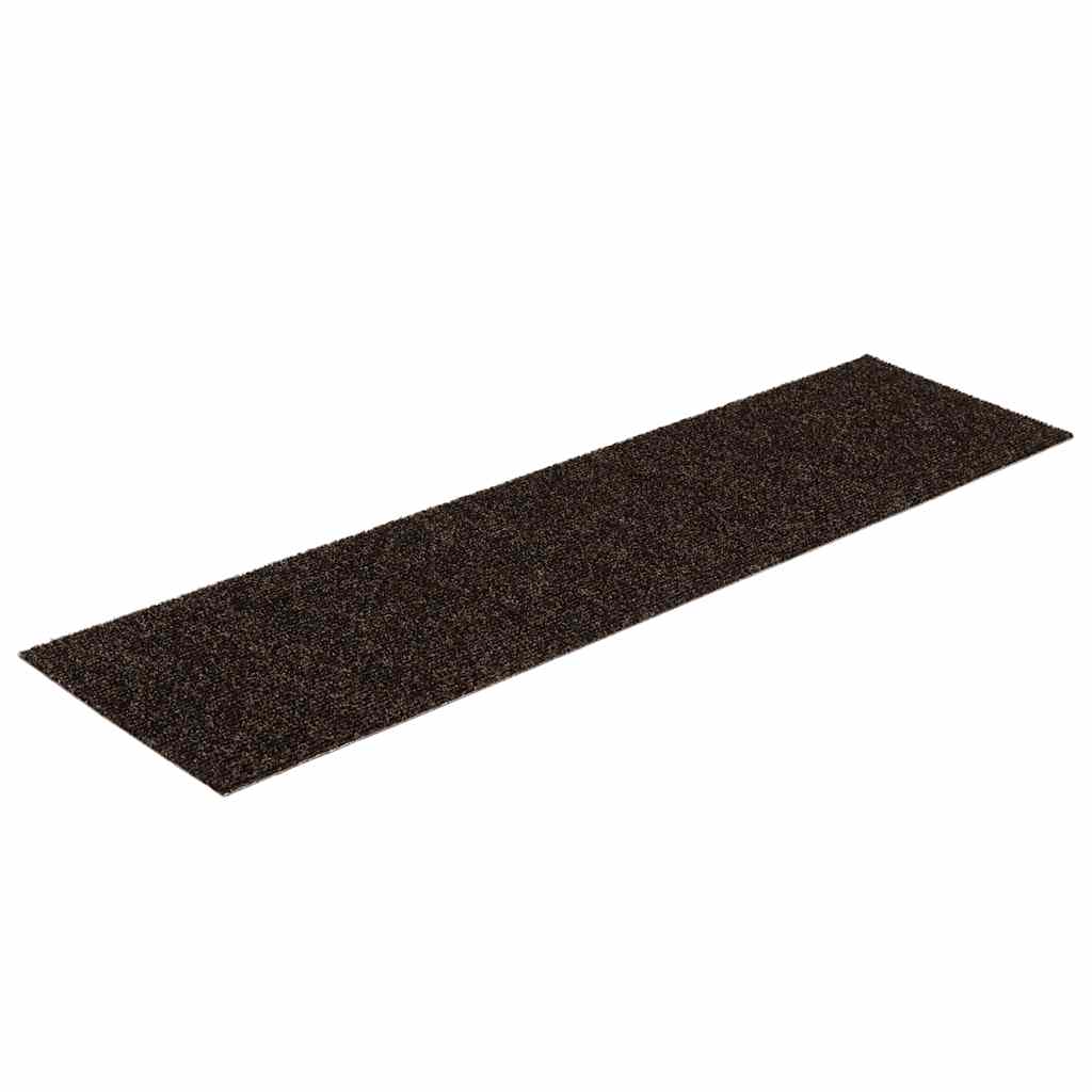 Prostirke za stepenice samoljepljive 15 kom 76x20 cm tamnosmeđe pravokutne