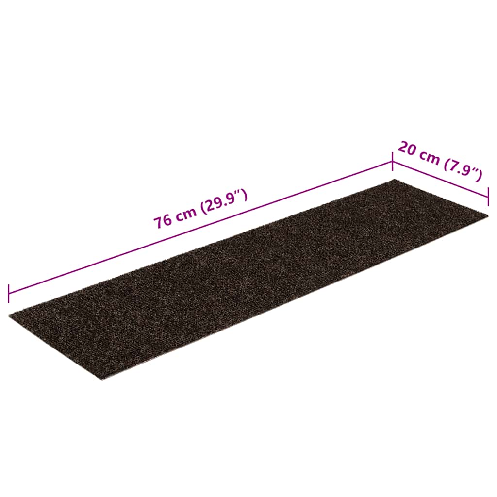 Prostirke za stepenice samoljepljive 15 kom 76x20 cm tamnosmeđe pravokutne