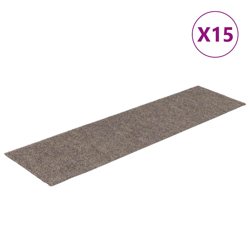 Prostirke za stepenice samoljepljive 15 kom 76x20 cm bež pravokutne