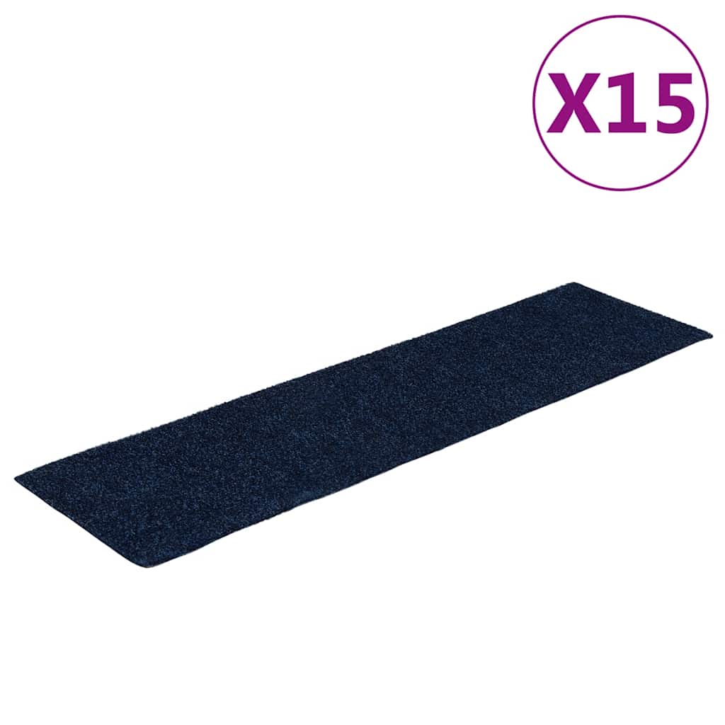 Prostirke za stepenice samoljepljive 15 kom 76x20 cm tamnoplave pravokutne