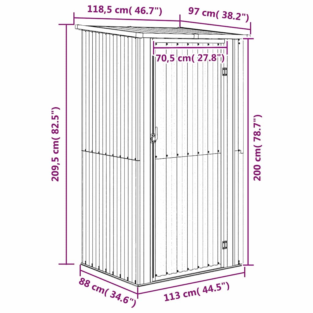 Vrtna kućica zelena 118,5x97x209,5 cm pocinčani čelik