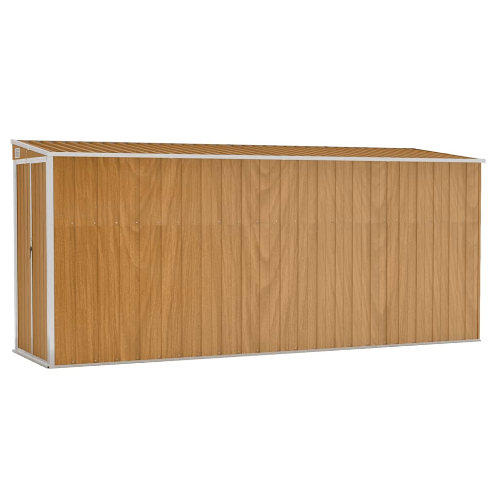 Zidna vrtna kućica smeđa 118x382x178 cm pocinčani čelik
