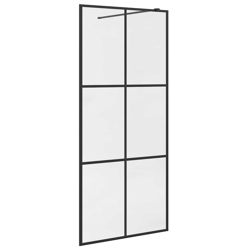Pregrada za tuširanje s prozirnim staklom ESG 90 x 195 cm crna